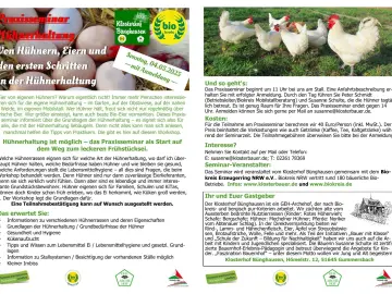 04. Mai 2025: PraxisSeminar "Einführung in die - ökologische - Hühnerhaltung"